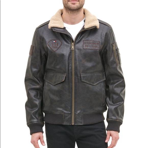 Men’s Top Gun Faux Leather Aviator Bomber Jacket - Picture 1 of 7